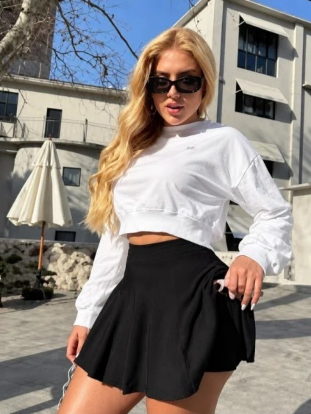OQQ Flare Skorts with Pockets – 2-Piece Set 💙🖤